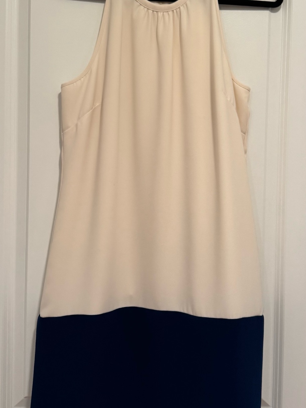 Banana Republic Cream and Navy Sleeveless Midi Dress (2013)